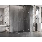 MEXEN/S - Lunar-F sprchový kout skládací dveře pravá 95 x 90, transparent, nikl kartáčovaný 836-095-090-97-00-P