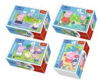 Minipuzzle 54 dílků Šťastný den Prasátka Peppy/Peppa Pig 4 druhy v krabičce 9x6,5x3,5cm