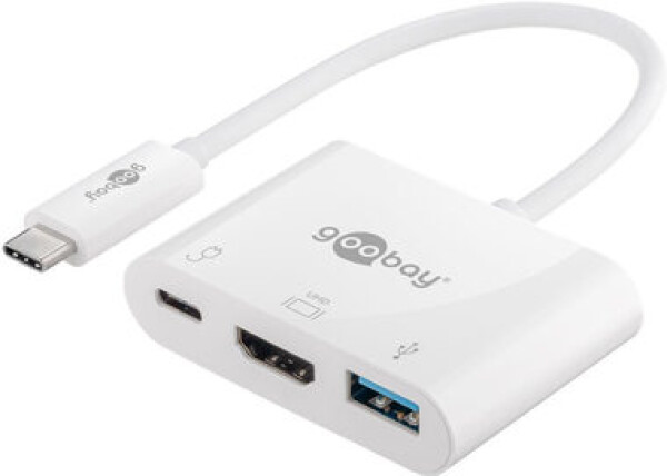 Goobay 62104 adaptér USB-C M na HDMI F USB-A F USB-C bílá / PD 60 W (4040849621048)