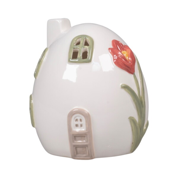 Det Gamle Apotek Keramický svícen Happy Easter Egg Pink Tulip, bílá barva, keramika