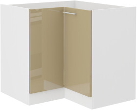 Spodní rohová skříňka Lara 90x90 ND 2F BB Barva korpusu: Bílá, Barva dvířek: Cappucino lesk