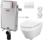 ALCADRAIN Renovmodul - předstěnový instalační systém s bílým tlačítkem M1710 + WC CERSANIT CLEANON CREA OVÁL + SEDÁTKO AM115/1000 M1710 CR1