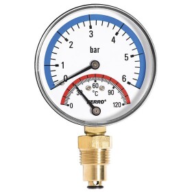 NOVASERVIS - Termomanometr 80mm 1/2" RADIÁLNÍ 0-6bar 120°C TM80R