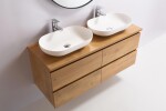 CERANO - Koupelnová skříňka Carole + deska pod umyvadlo Navira Pro - 36 mm - dub medový - 140x51,6x46 CER-668309