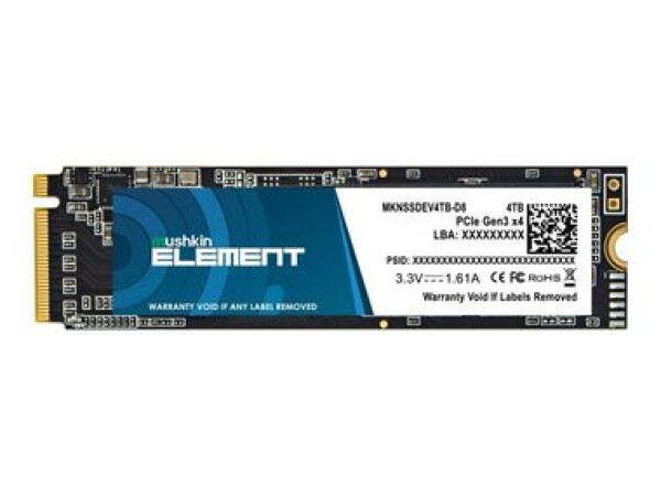 Mushkin Element 4TB SSD / M.2 2280 / NVMe PCIe 3.0 x4 / RW: 2000 1400 MBps / MTBF: 1 / 3y (MKNSSDEV4TB-D8)