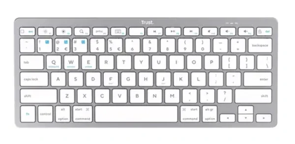 Trust BASICS stříbrná / Bezdrátová klávesnice / membránová / Bluetooth / US Layout (24651)