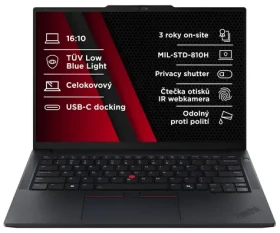 Lenovo ThinkPad E14 G7 černá (21T0S0JD00) / Notebook / 14" WUXGA / AMD Ryzen 7 250 / 16GB / 512GB SSD / AMD Radeon 780M (21T0S0JD00)