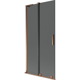 MEXEN/S - Velar L dvoukřídlá posuvná vanová zástěna 90 x 150, grafit, růžové zlato 896-090-003-41-60