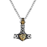 Pánský náhrdelník Thórovo kladivo - MJOLNIR a symbol Valknut, 60 cm Vintage