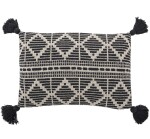 Bloomingville Bavlněný polštář Black Ornament 60 × 40 cm, černá barva, textil