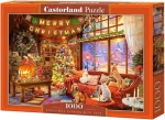 Castorland 105588-2 Puzzle Štědrý večer s domácími mazlíčky