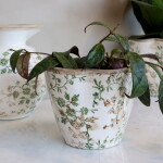 Chic Antique Kónický obal na květiny Branch Motif Ø 15,5 cm, zelená barva, keramika
