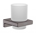 HANSGROHE - AddStoris Sklenka na kartáčky a pastu s držákem, matné sklo/kartáčovaný černý chrom 41749340