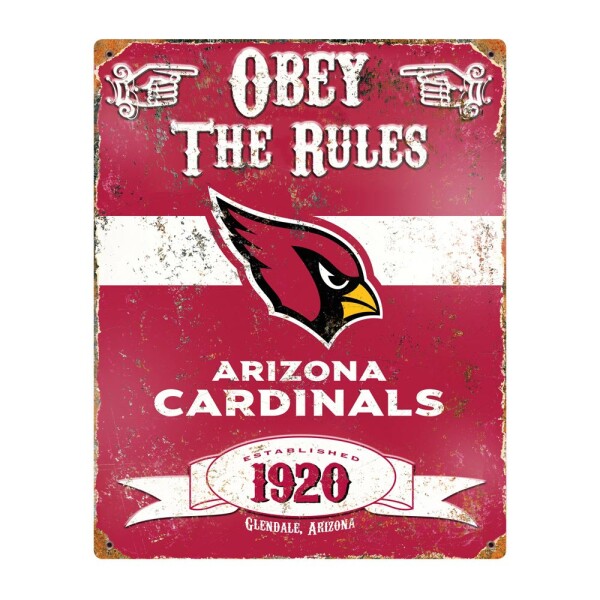 Cedule Arizona Cardinals NFL Obey The Rules Embossed