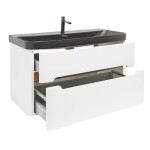 Koupelnová skříňka s umyvadlem a baterií SAT Fusion 97,5x53x45 cm bílá matná mat SATFUSION2100WBKMBA SATFUSION2100WBKMB