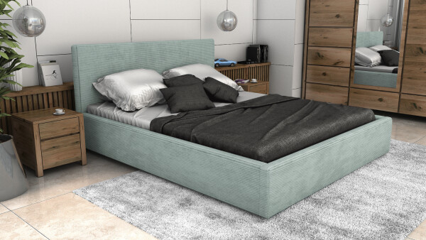 FRONTI Postel LINCOLN 120x200 zelená s úložným prostorem - manšestr - LINCOLN 72