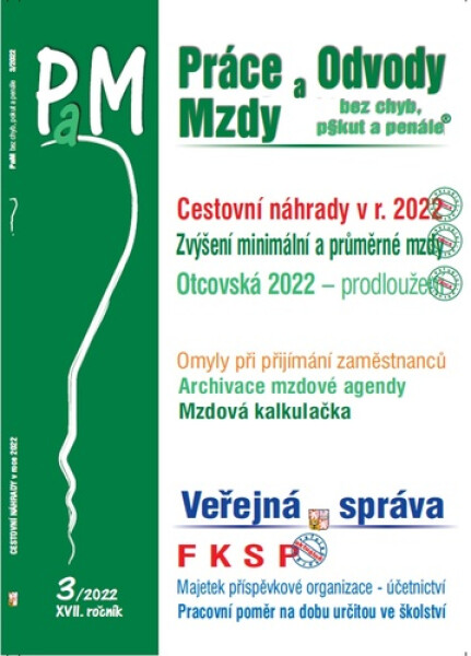 PaM 3/2022 Cestovní náhrady v roce 2022 - Ladislav Jouza