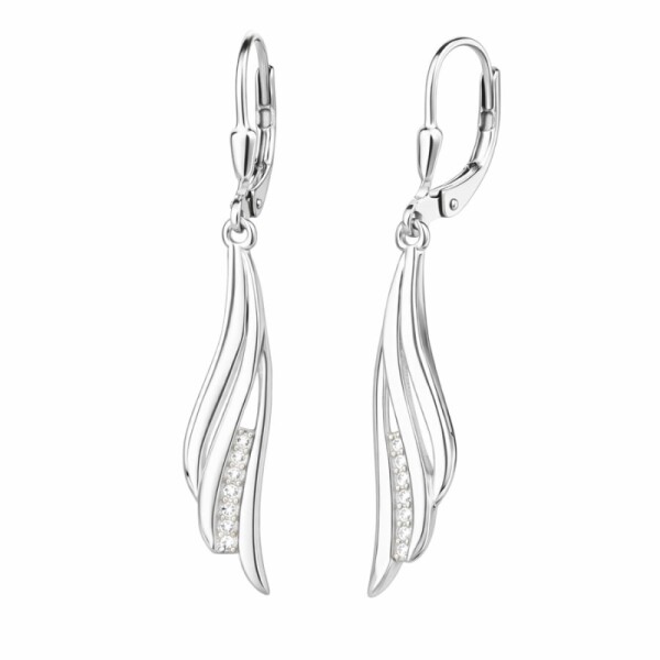 Stříbrné visací náušnice se zirkony Diane - stříbro 925/1000, Stříbrná