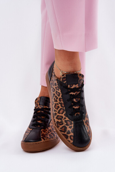 Dámské Kožené Sportovní Boty S Leopardím Vzorem Laura 2935 Hnědé 36