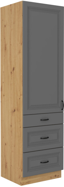 Vysoká potravinová skříňka Stilo 60 DKS-210 3S 1F - Premium Box Barva korpusu: Dub artisan, Barva dvířek: Dust Grey