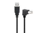 Wiretek Kabel USB2.0 A-B 2m (A-M/B-M) černý, lomený konektor B (11.92.8821)