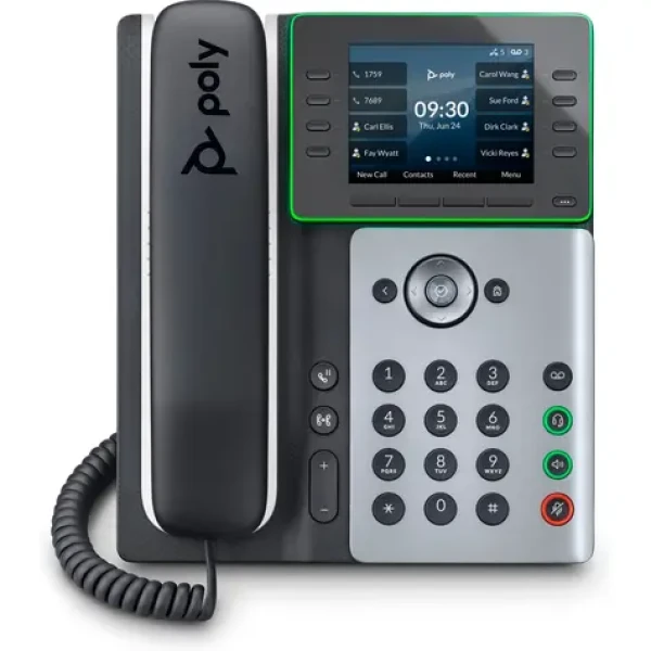 Poly Edge E300 černá (82M92AA) / IP telefon / 3,5palcový displej / PoE / USB-C / 2x RJ-45 (82M92AA)