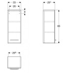 GEBERIT - Selnova Square Boční horní skříňka 85x33x30 cm, 1 dvířka, ořech hickory 501.278.00.1