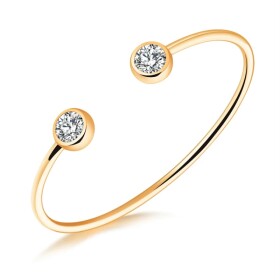 Pevný bangles náramek Iva Gold - ocel, zirkon, Zlatá