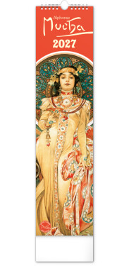 NOTIQUE Kalendář 2027 nástěnný: Alfons Mucha, 12 x 48 cm