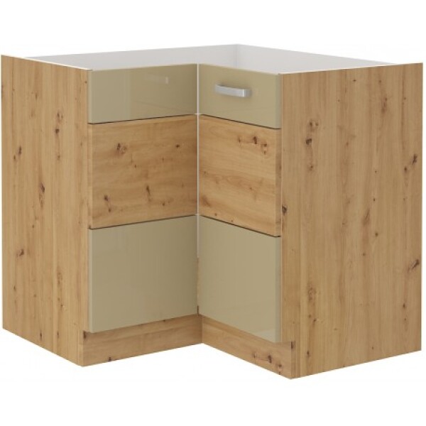 Spodní rohová skříňka Artisan 90x90 DN 2F BB Barva korpusu: Dub artisan, Barva dvířek: Cappucino lesk