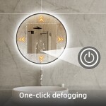 Erga Emma, kulaté LED zrcadlo 70cm, černý kovový rám, 1610 lm, 6500K, zadní osvětlení, ERG-V01-201-7070-BK