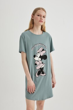 DEFACTO Fall In Love Disney Mickey Minnie Crew Neck Short Sleeve Nightgown