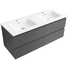 CERANO - Koupelnová skříňka Carole - antracitová + keramické dvojumyvadlo Novo - bílá lesklá - 121x49,5x46,5 CER-669727