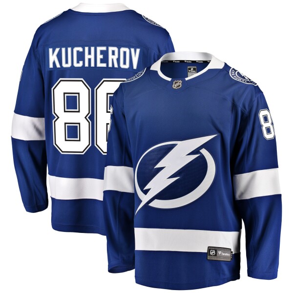 Fanatics Dětský dres Tampa Bay Lightning NHL # 86 Nikita Kucherov Breakaway Home Jersey Velikost: L/XL