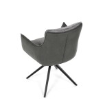 Židle jídelní, šedá látka, 360° vratný mechanismus, černý kov