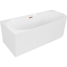 MEXEN/S - Gia volně stojící rohová vana reliéf levá 150 x 75, bílá lesk, sifon a přepad růžové zlato 52701507500L-60