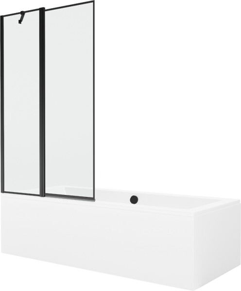 MEXEN/S - Cube obdélníková vana 170 x 80 cm s panelem + vanová zástěna 100 cm, černá vzor 550517080X9410117070