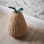 Ferm LIVING Proutěný koš s víkem Pear, přírodní barva, proutí