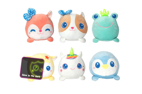 Zvířátko svítící ve tmě plyšové 20x26cm 6 druhů 24m+