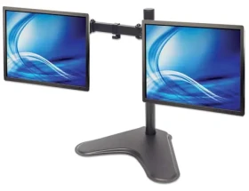 Manhattan Držák na 2 monitory stolní černý / 13-32" / VESA 75x75-100x100 / nosnost 8kg / rotace 180° (461559)