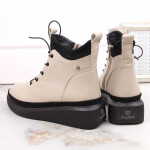 Filippo zateplené kožené boty na platformě W PAW482 beige 38