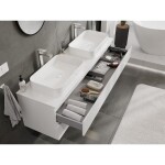MEXEN/S - Orio koupelnová skříňka pod umyvadlo 160 cm s deskou, 2 zásuvky, bílá lesk 91A10-16047-2-BFFC00