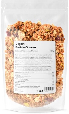 Vilgain Protein Granola – 3× Pistácie, bílá čokoláda a brusinky 350 g