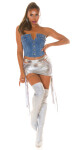 Soo Sexy! used look Jeans Bandeau Crop Top barva denimblue velikost