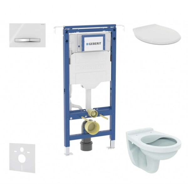 GEBERIT - Duofix Set předstěnové instalace, klozet Alpha se sedátkem, tlačítko Sigma50, alpská bílá SANI11CD3105