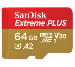 SanDisk Extreme Plus microSDXC 64GB + adaptér / Paměťová karta / Class 10 / UHS-I U3 / A2 / V30 (SDSQXBU-064G-GN6MA)