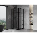 MEXEN/S - Mist-F sprchový kout skládací dveře levá 85 x 85, černá kratka, černá 8A6T-085-085-70-77-L