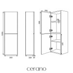 CERANO - Koupelnová vysoká skříňka Adele - TIP-ON otevírání - dub Cannolo Cremona - 30x120x33 CER-295076