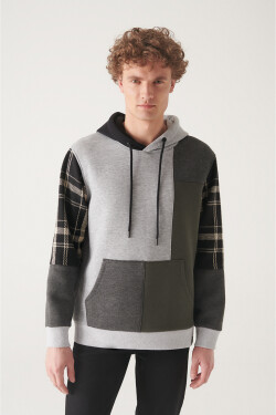 Avva Men's Gray Hooded 100% Cotton Multi-Piece Standard Fit Regular Cut Sweatshirt