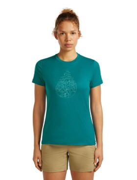 Dámské merino triko s krátkým rukávem ICEBREAKER Wmns 150 Tech Lite III SS Tee Hike Path, Tidal Teal velikost: XL